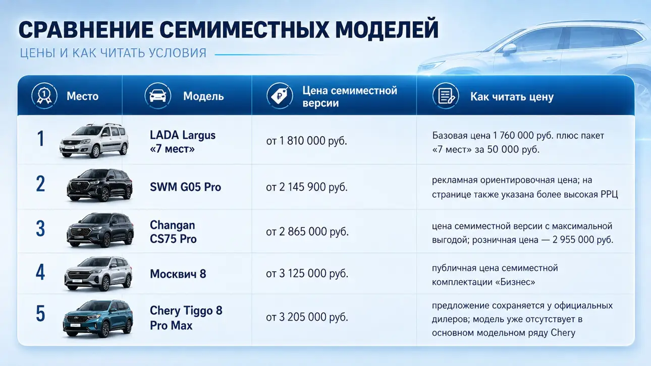 7 мест