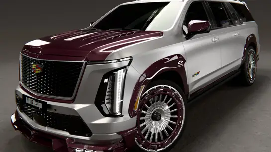 Cadillac Escalade с V8 6,2 л получил тюнинг ESTHETE Burgundy: 12 элементов, сухой карбон и кованые диски